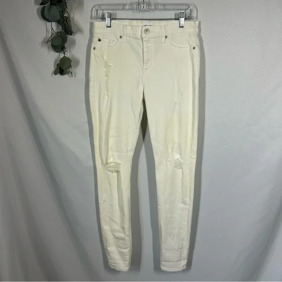 NWT Hudson | Midrise Nico Distressed Super Skinny White Jeans Women’s Size 29 - Picture 3 of 17